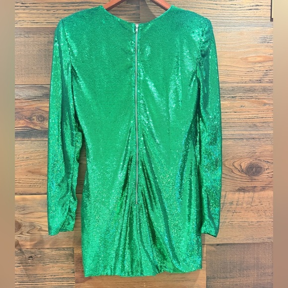 Bardot Alessia Emerald Sequin Long Sleeve Mini Dress - Picture 11 of 16